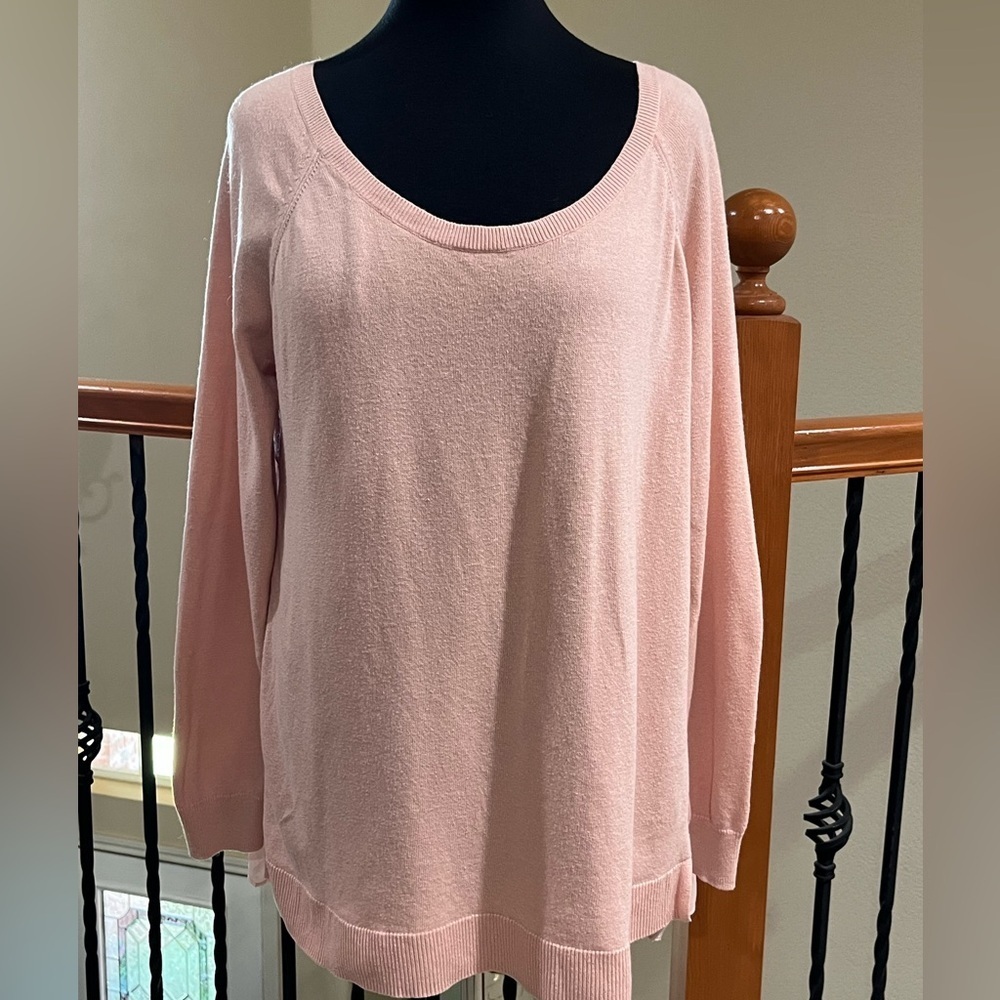 TORRID Blush Pink Scoop Neck sweater WITH pleated CHIFFON back WOMEN SIZE 1X